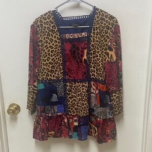 Colorful Animal Print Patchwork Top